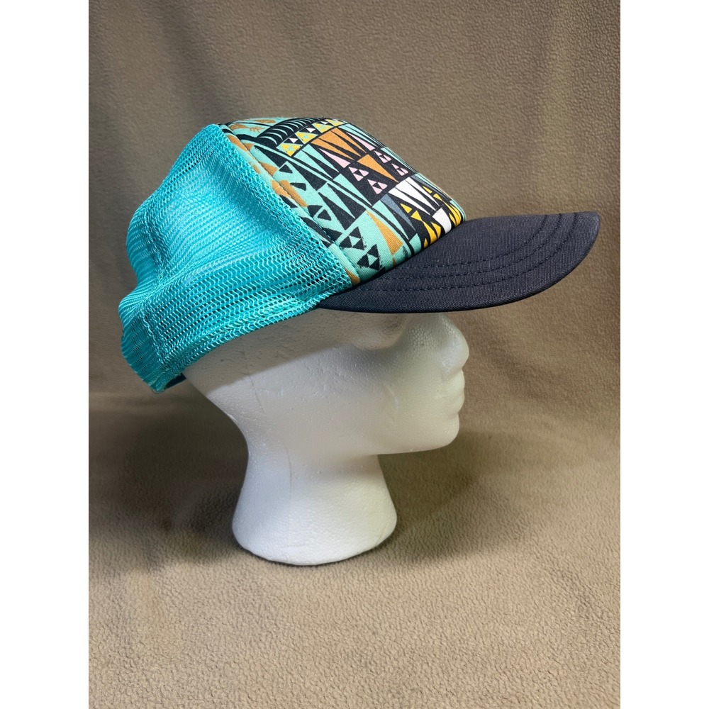 Patagonia Duckbill Trucker Hat Teal Geometric Tribal Mesh Snapback Cap ALL - Picture 2 of 11